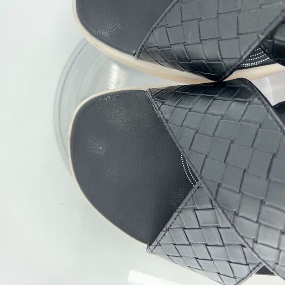 Clarks Womens Drift Sun Sandal Size 10 Black Woven Slingback Platform Wedge - Picture 16 of 16